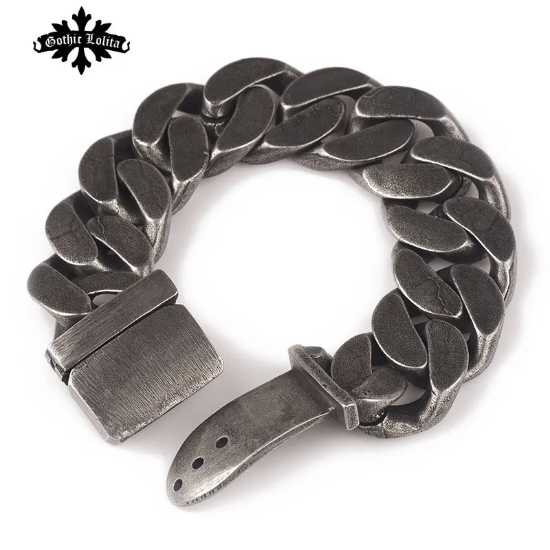 Best High quality brief vintage punk bracelet for men stainless steel one direction Belt buckle fashion Jewelry mygrillz