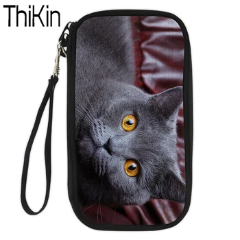 

THIKIN Women Passport Cover Card&ID Holders for Girls Passport Case Kawaii Cat Print Covers for Passports Travel Wallet Case New