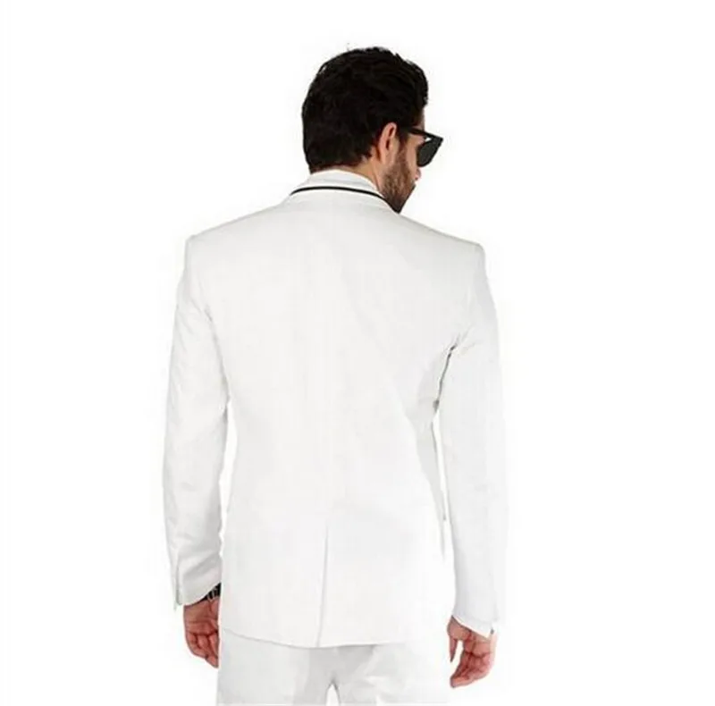 Elegant White Notch Lapel Tailored Men Coat Pant Casual Single Breasted Men Slim Fit Suit Tuxedo Groom Blazer Wedding Suit