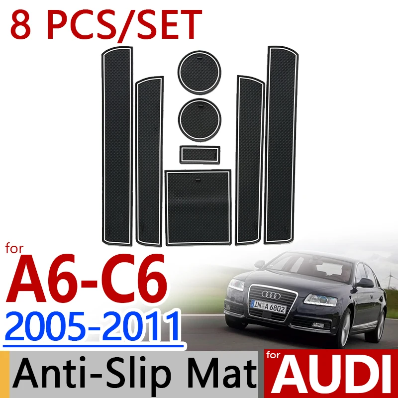 Для Audi A6 2005-2011 C6 Противоскользящий резиновый коврик для двери 8 шт./компл. 2006 2007 2008