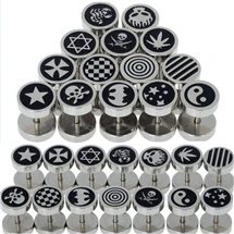 1-Pair-Punk-Silver-Stainless-Steel-Round-Plain-Men-Ear-Stud-Barbell-Maple-Batman-Earrings-Women_1