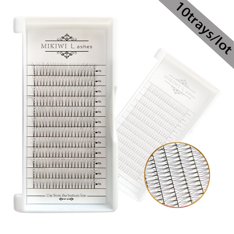 

MIKIWI russian volume lashes hand made premade fans 4D 10trays 0.07mm 12Rows root tape lashes extension makeup lashes eyelash