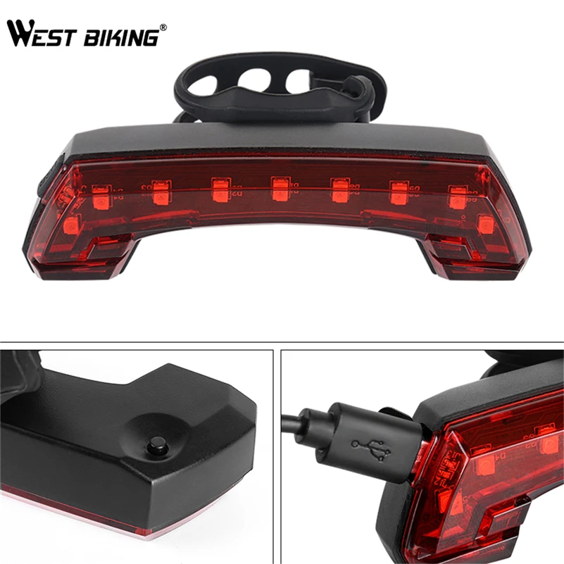 Top WEST BIKING Bicycle Taillight USB Rechargeable Cycling LED Alarm Horn Bell Wireless Remote Control Turn Signal Bike Rear Light 4