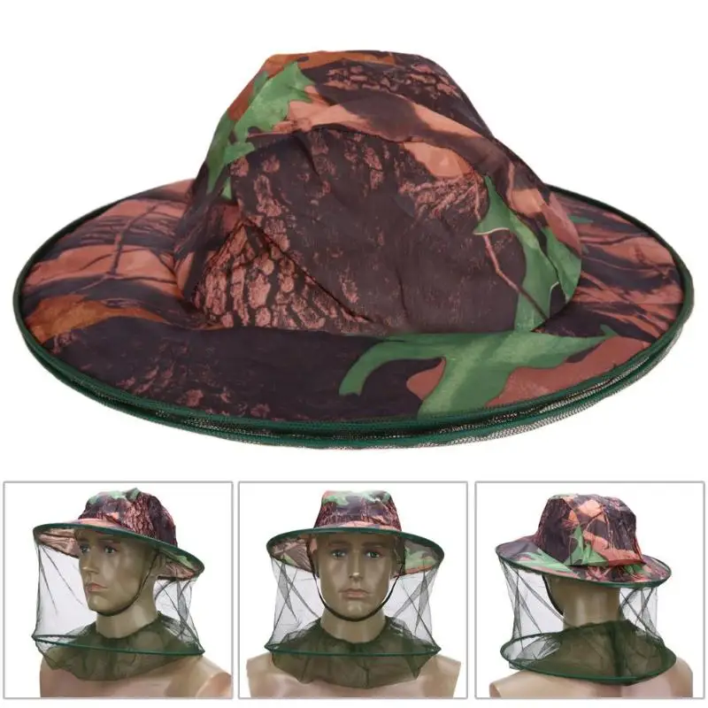 

Camouflage Mosquito Net Fishing Hat Bee keeping Insects Prevention Cap Bucket Hat Bee bug mesh hat outdoor fishing hat