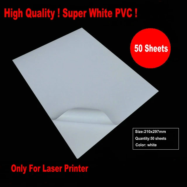 5 Fogli Carta Auto Adesiva PVC VINILE A4 per Stampanti LASER