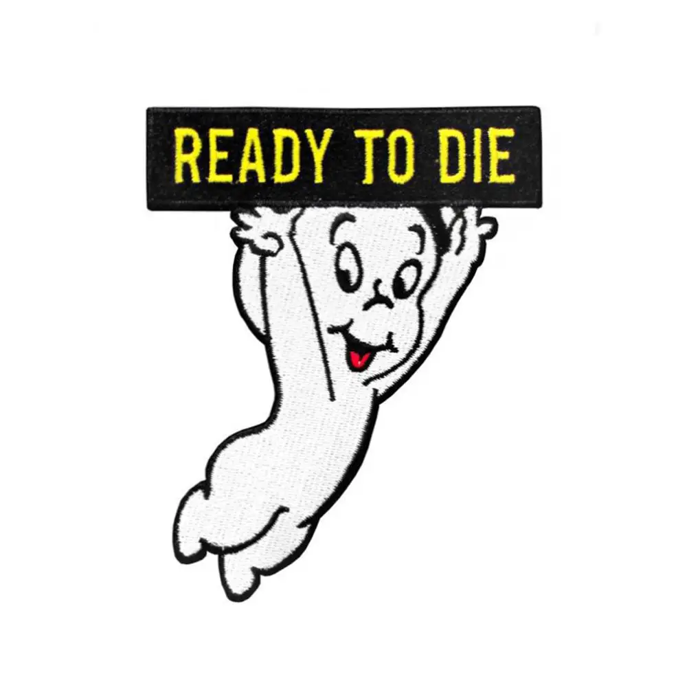 

Ghost Casper Ready to D Cartoon Front Embroidery Iron on patches Biker Badges for Clothes Diy Customized Applique Free shipping