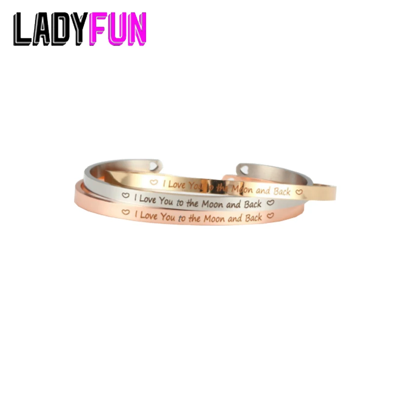 

Stainless Steel Bangle Engrave I love you to the moon and back Bangles,1pcs engrave custom logo bangle 4.0*62mm