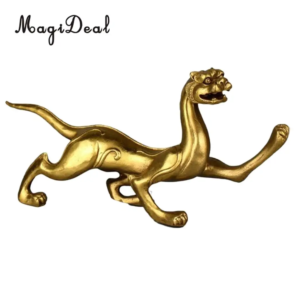 Chinese Folk Beast God Golden Copper Lucky Dragons  Fengshui Figurine Decor 4-set - East/West/North/South Orientation