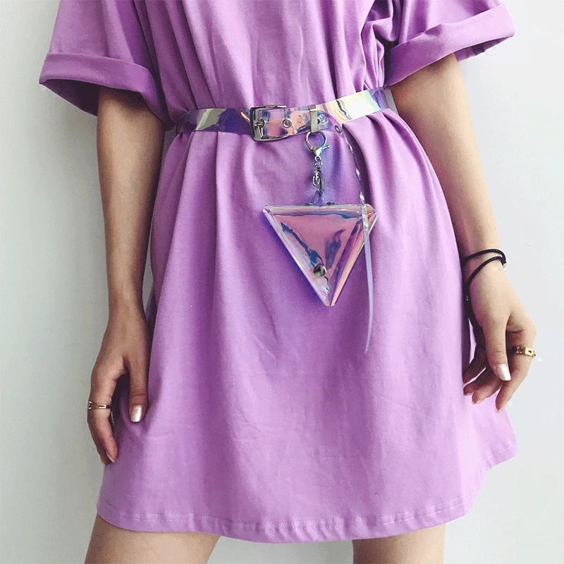 

2018 summer mini decorative triangle bag color transparent thin belt casual belt PVC removable female cummerbunds