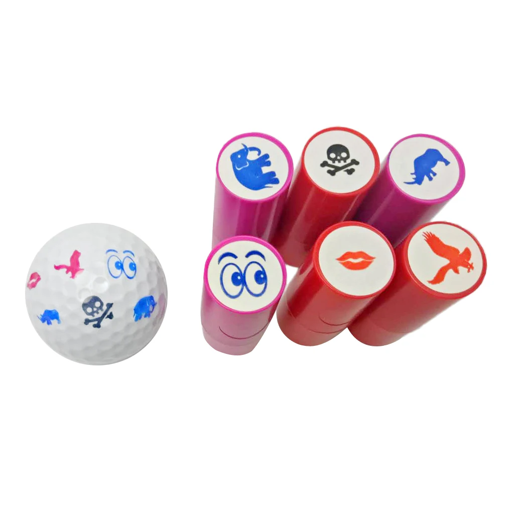 6 Pieces  5.3cm ABS Plastic Colorfast Quick-dry Golf Ball Stamp Stamper Marker Impression Seal