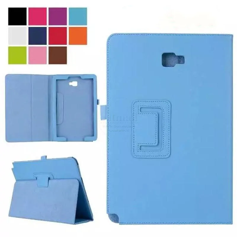 

Ultra Slim Litchi Grain 2-Fold Folio Cover For Samsung Galaxy Tab A A6 10.1 P580 P585 Tablet Stand PU Leather Protector Shell
