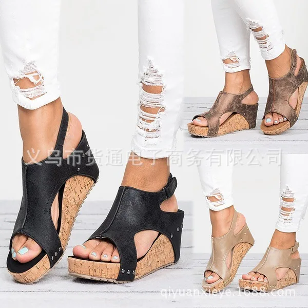 

Big Size 35-43 Genuine Leather Shoes Woman Summer 2019 Platform Sandals Ladies Wedge Heels Leather Sandals Women Beach Shoe