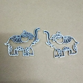 

30pcs Charms Hollow elephant pendants 51*42mm 9.12g Alloy Antique silver Handmade Jewelry Making DIY Supplies accessories Hot