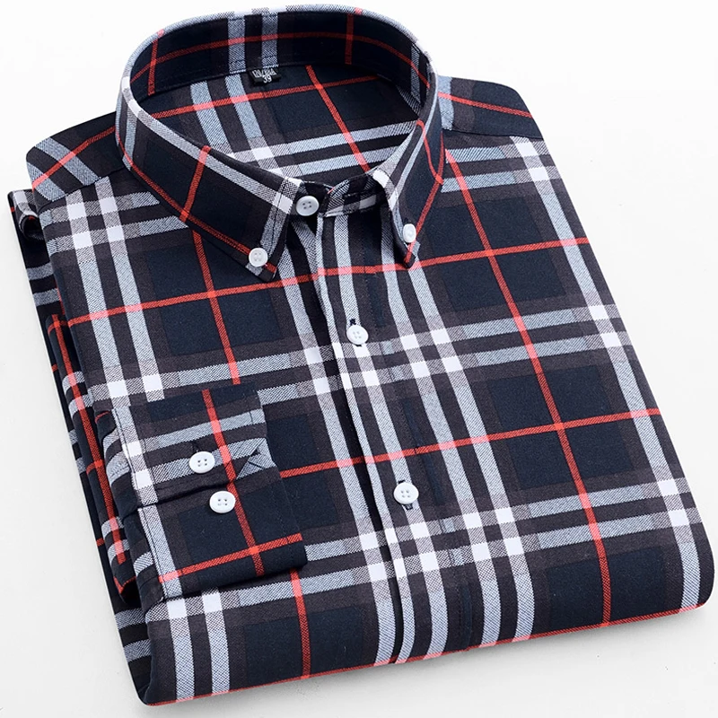 

Men Shirt Mens Business Casual Shirts Casual Warm Soft Long Sleeve Shirts Men shirt Plaid camiseta masculina chemise homme