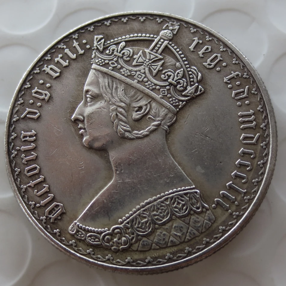 

One florin 1852 Great Britain England UK United Kingdom 1 gothic Silver Plated Copy coin