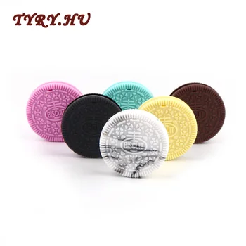 

10pc Food Grade Biscuits Teether BPA Free for Baby Teething Silicone Beads Necklace Molar Pendant Round Ring Gifts Toys