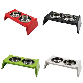 

Stainless Steel Melamine Non-Slip Double Bowl Feeder Water Bowl For Pet Dog Cats Puppy Outdoor Food Dish Dog Cat Eating Drinking