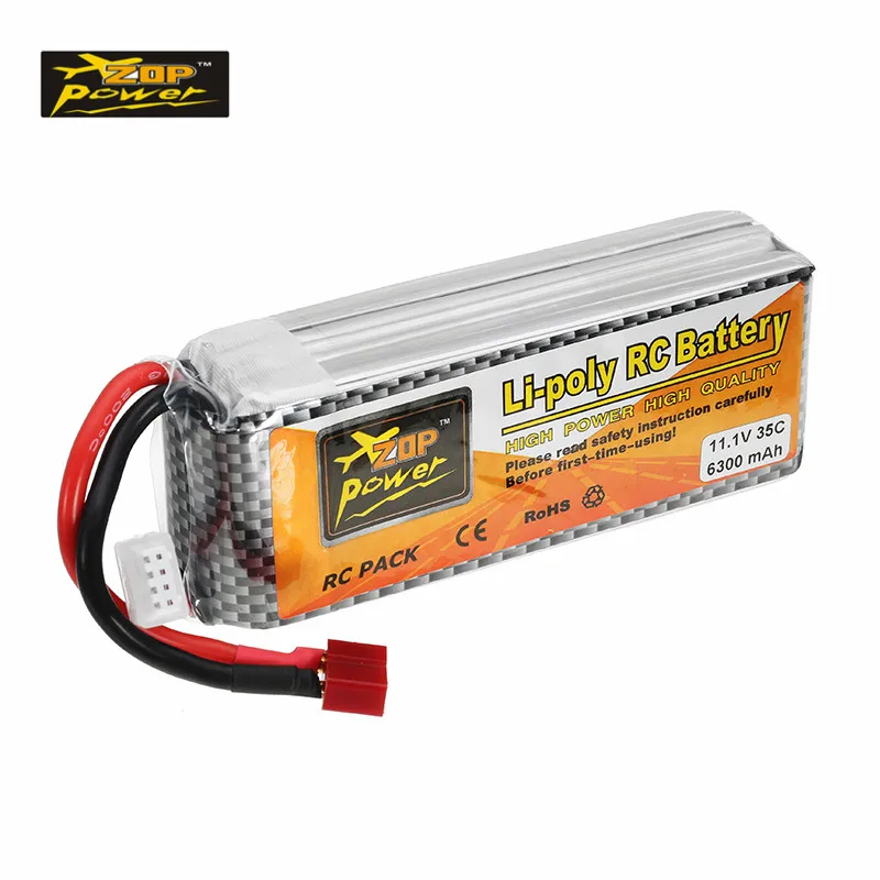 

ZOP Power 11.1V 6300mAh 35C 3S Rechargeable Lipo Battery T Plug for RC Quadcopter RC Car