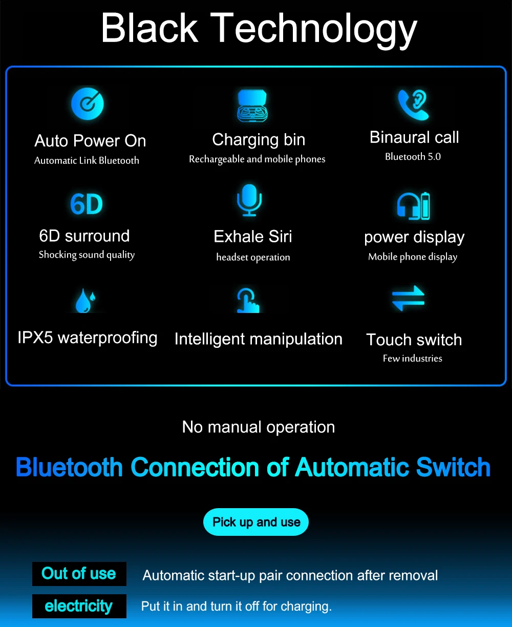 Nasin TWS 5,0 Мини Bluetooth наушники Беспроводные спортивные сенсорные водонепроницаемые стерео наушники с шумоподавлением наушники с микрофоном