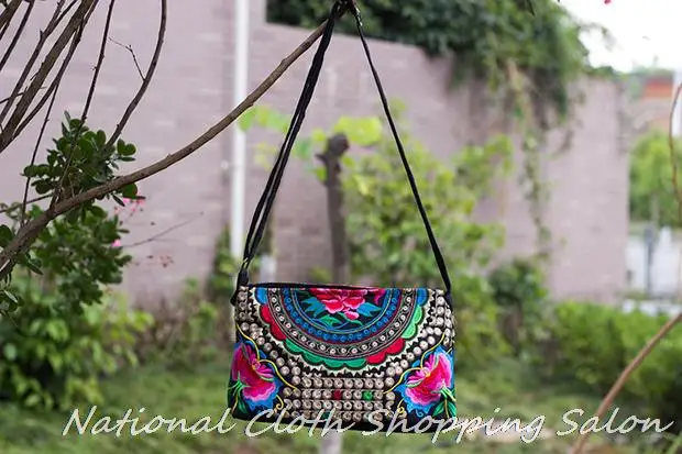 Yunnan National Hmong сумки с вышивкой двухсторонняя вышитая сумка через плечо холщовая маленькая сумка-клатч через плечо