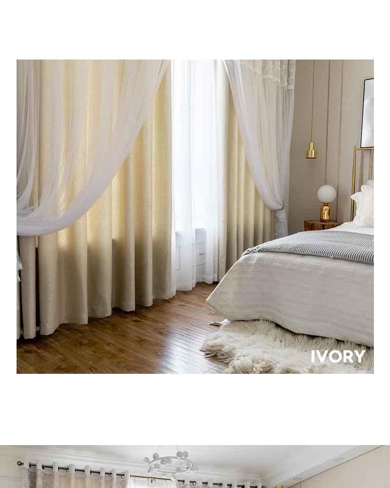 Затемненные занавески с кружевом для гостиной, двухслойные элегантные белые кружевные занавески для спальни и женщин