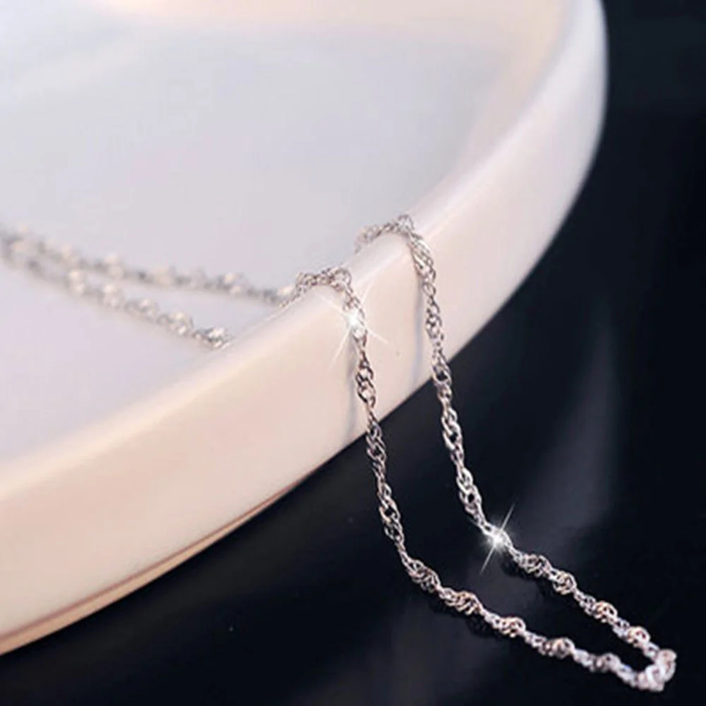 

2019 solid color ladies jewelry 925 sterling silver water wave chain necklace temperament ladies necklace gift jewelry