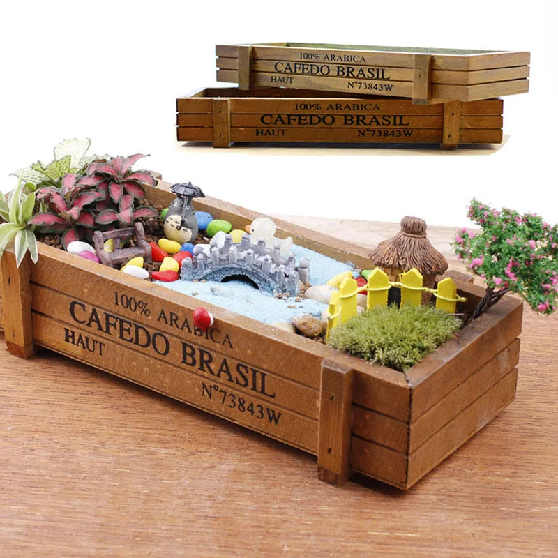 

22.5*8*5 CM Zakka Vintage Wooden Storage Box Makeup Jewelry Organizer Caixa Organizadora Container For Micro Landscape