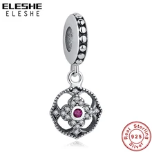 Винтаж 925 пробы серебряная подвеска, кулон, цирконивый цветок, драгоценные бусины, подходят к оригинальным Для женщин браслет Цепочки и ожерелья, сделай сам, ювелирное изделие