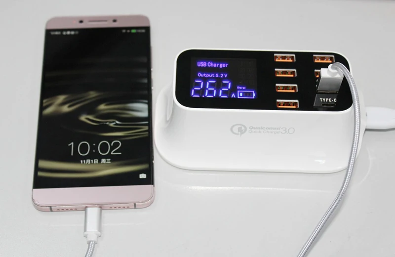 Thbelieve USB Type C Charger EU US UK Mobile Phone Multiple USB Chargeing 6 USB Chargers QC 3.0 Fast Charge With USBC Desktop (13)