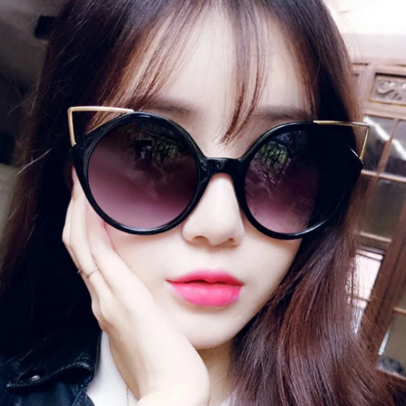 

GLAUSA Festival 2018 White Retro Cat Eyes Slim Round Face Sunglasses Ladies Korean Fashion Temperament Comfortable Sunglasses