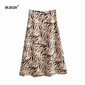 

2019 Stylish Summer High Waist Tiger Pattern Printing Skirts faldas mujer Ladies Casual Mid Calf Skirts