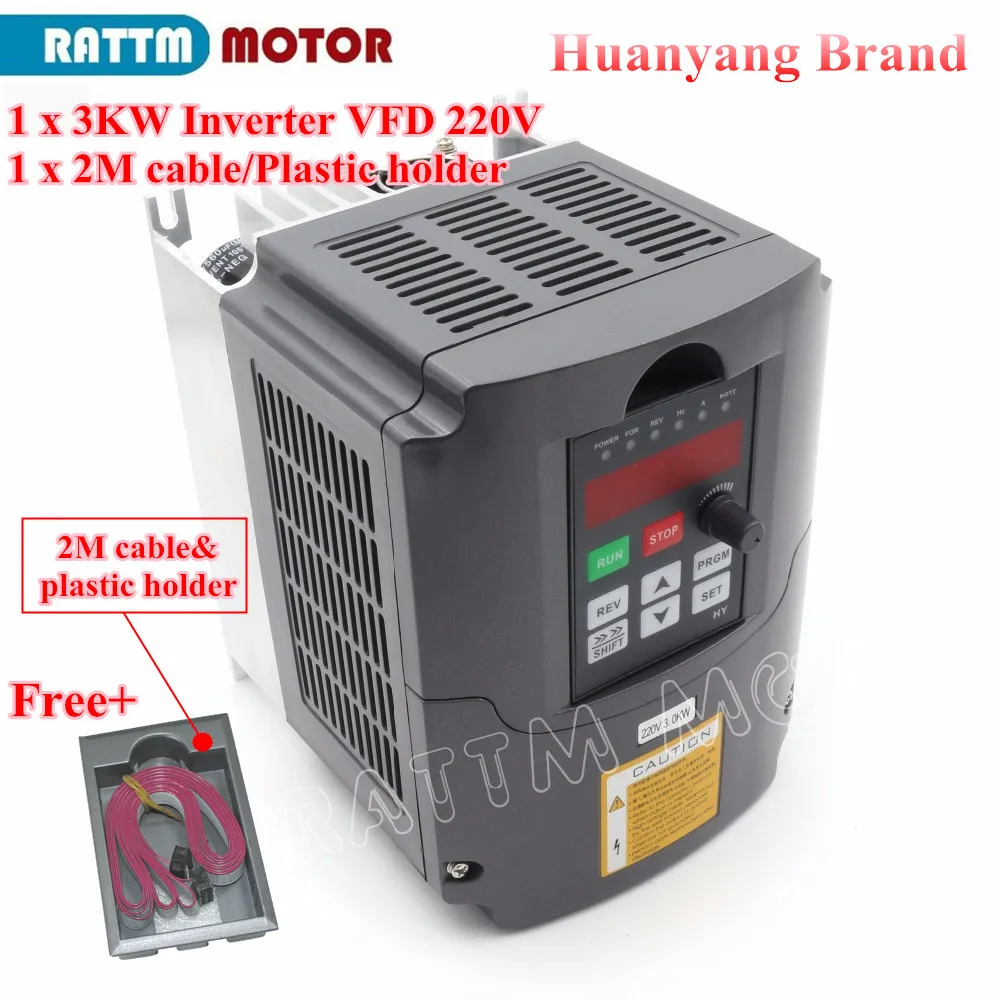 

Ukraine Stock!! 3KW VFD Variable Frequency 220V Drive VFD/VSD Inverter 4HP output 3 Phase 13A&2M Extension cable&Plastic holder