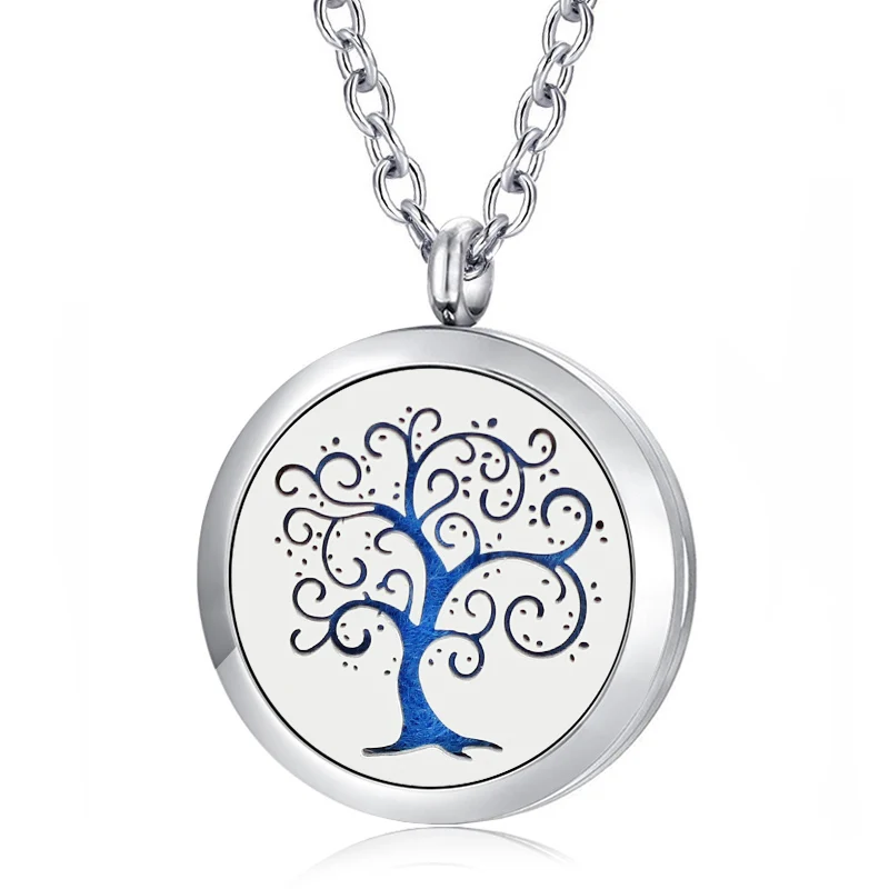 

Tree Of Life Pendant locket Necklace 316L Stainless Steel Aromatherapy Essential Oil Diffuser Aroma Locket Necklace