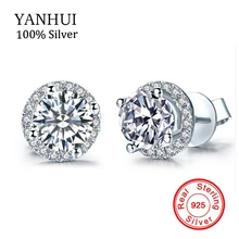 YANHUI модные ювелирные изделия 925 серебряные серьги кубического циркония серебряные серьги гвоздики для женщин CZ серьги оптом BKE006