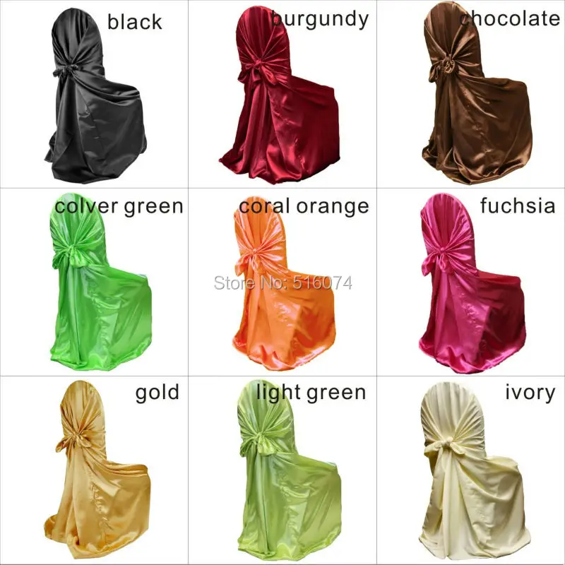 Flash Deal Free shipping 100pcs Satin Chair CoverS 21 Colors Satin Self-tie Shair Covers Wedding Banquet Party Decors Wholesales 4