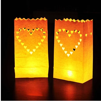 

20pcs/2packs Heart Tea Light Holder Luminaria Paper Lantern Candle Bag For BBQ Christmas Party Wedding