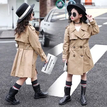 

maomaoleyenda Spring Autumn Girls Trench Coats Fashion Kids Windbreaker Girl Jacket Teenager 4-14 Years Outerwear Children Parka