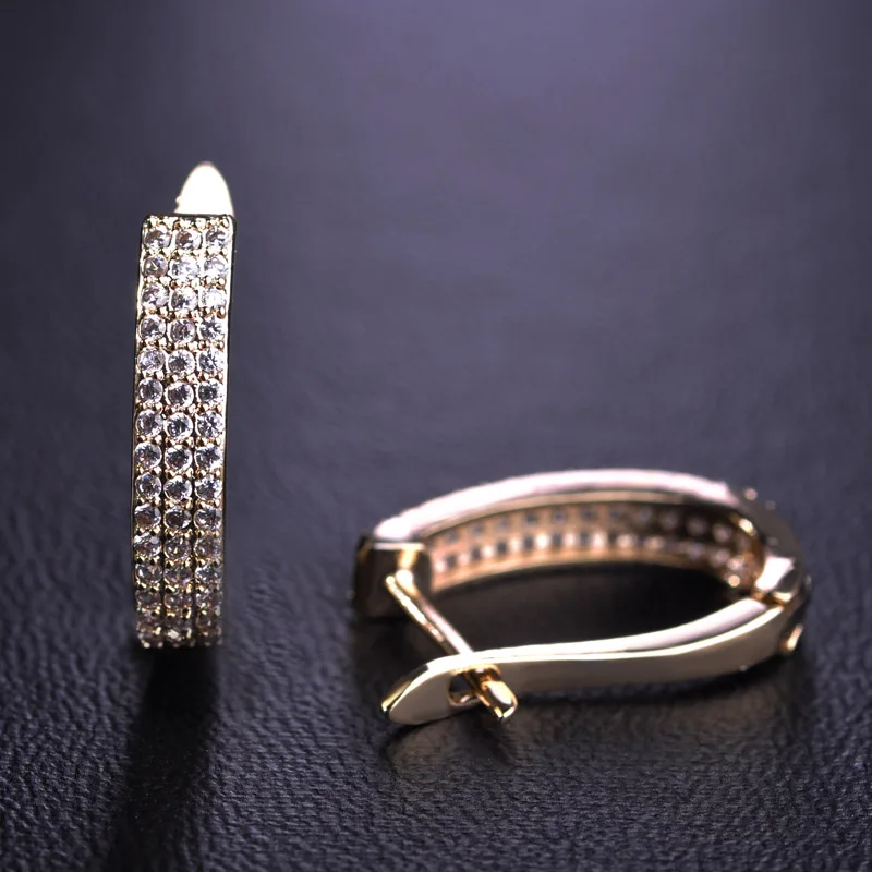 

Dazz Three Lines Full Zircon Small Stud Earrings For Women Girls Square Gold Silver Color Wedding Bridal Brincos Thin Orecchini