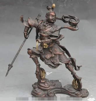 

YM 321 10"Chinese Myth Classical Bronze Ne Zha Nezha Warrior knight God immortal Statue