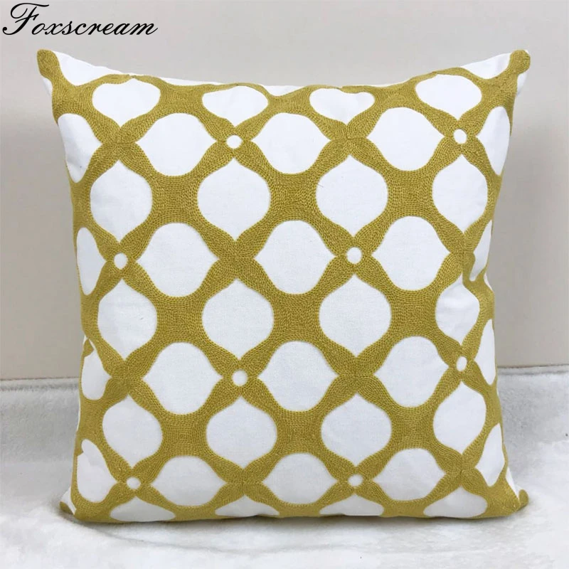 Домашний декор вышитая наволочка для подушки Желтый геометрический цветочный холст хлопок Suqare наволочка с вышивкой 45x45 см - Цвет: 9 45x45cm