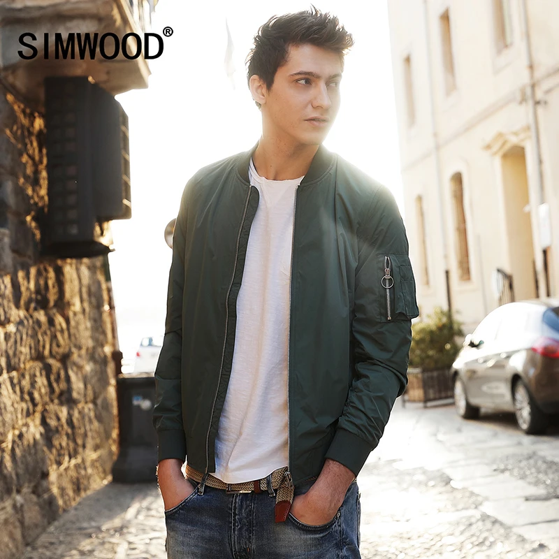 SIMWOOD 2019 Новая Осенняя куртка бомбер мужская ветровка модные повседневные пальто