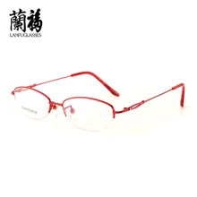 Чистый титан женщина глаз очки рамки Половина зрелище Модные женские Овальные оптический заказ близорукость рецепт 8302