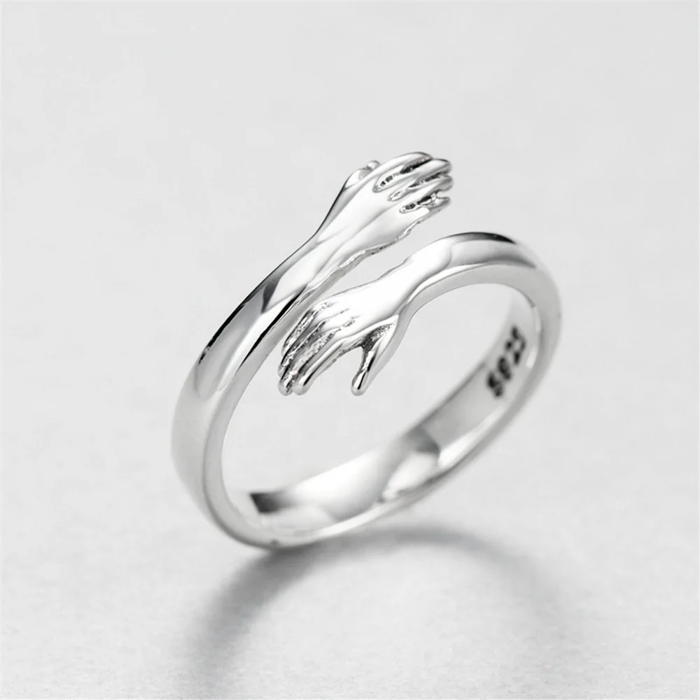 hug Rings 100% Sterling 925 silver Jewelry Vintage Adjustable rings for women girl gift