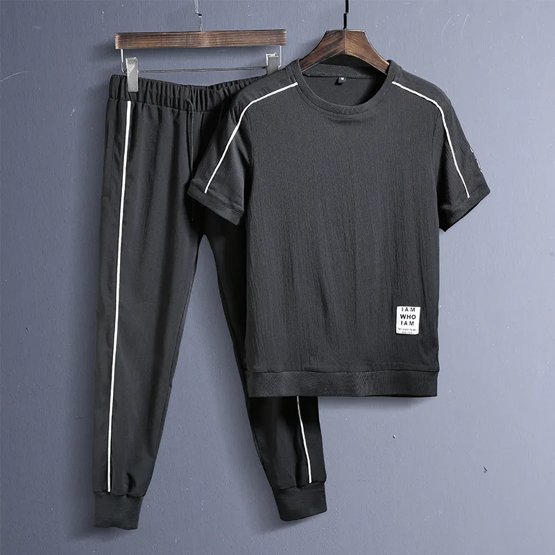 Sportswear Mens Tracksuit Summer Casual Fitness Track Suit Short Sleeve ...