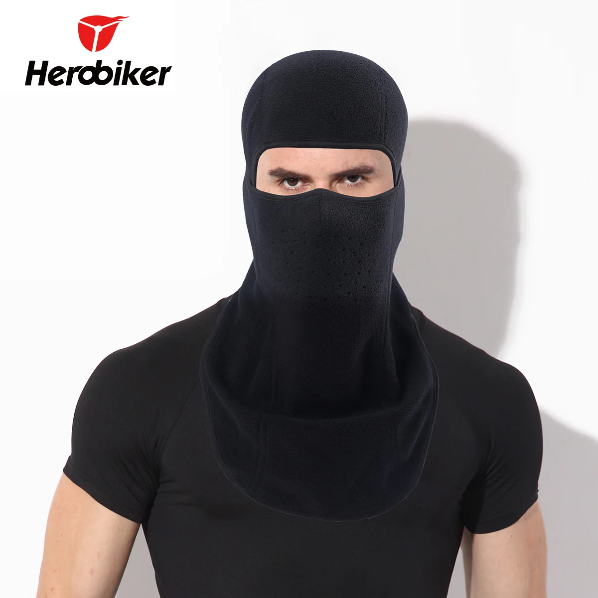 HEROBIKER черная осенне зимняя термальная флисовая балаклава мотоциклетная маска