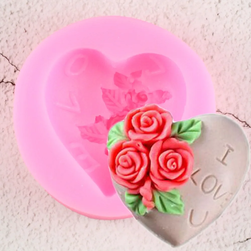 

3D Love Heart Flower Shape Sugar Craft Silicone Mold Fondant Cake Chocolate Mold Decorating Baking Tools