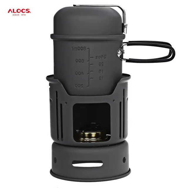 US $33.00 ALOCS CW - C01 Portable 1 - 2 Person 7pcs Camping Stove Cook Set with Pot Bowl Alcohol Stove for Ou