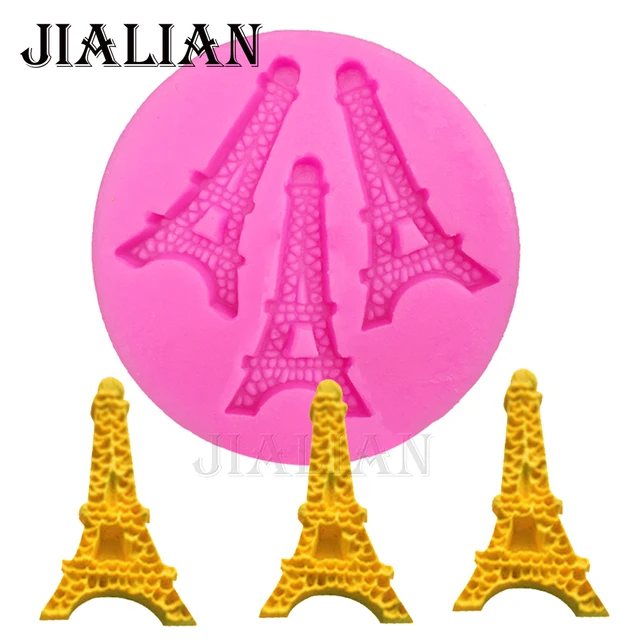 3 Lyukú Eiffel -Torony Csokoládé Party Torta Díszítő Szerszámok Diy Sütés Főző Penész Fondant Szilikon T0176