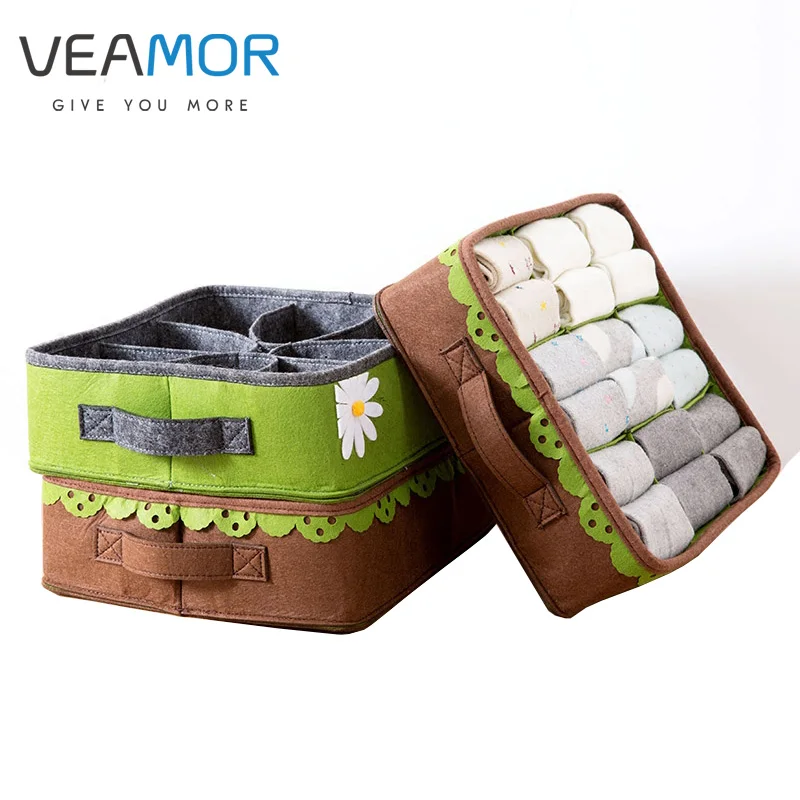 VEAMOR Felt Storage Boxes For Ties Socks Shorts Bra Underwear Divider