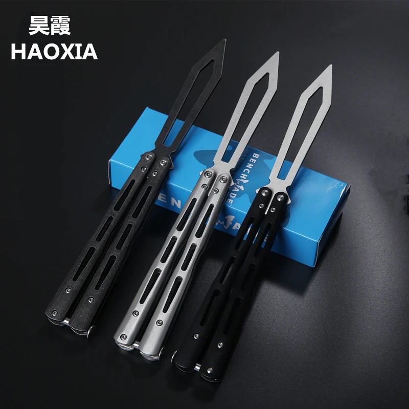 

HAOXIA Counter Strike Karambit Titanium Balisong Knife Dull Tool No Edge Butterfly Training Knife Fade Comb